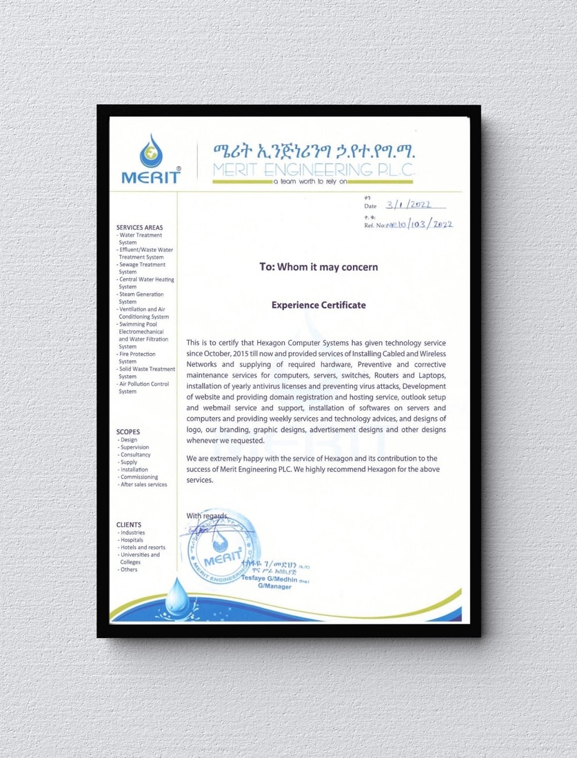 Experience Certificate